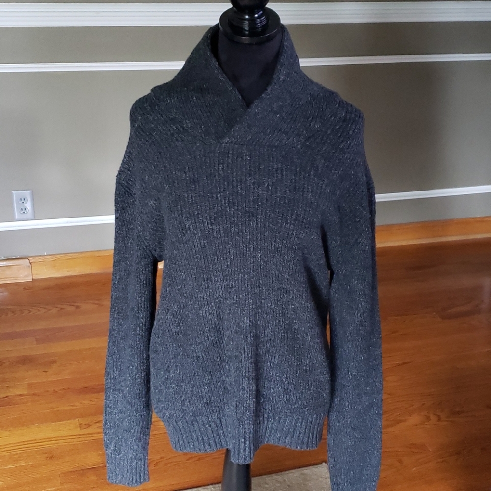 American Eagle Outfitters Charcoal Shawl Collar Sweater